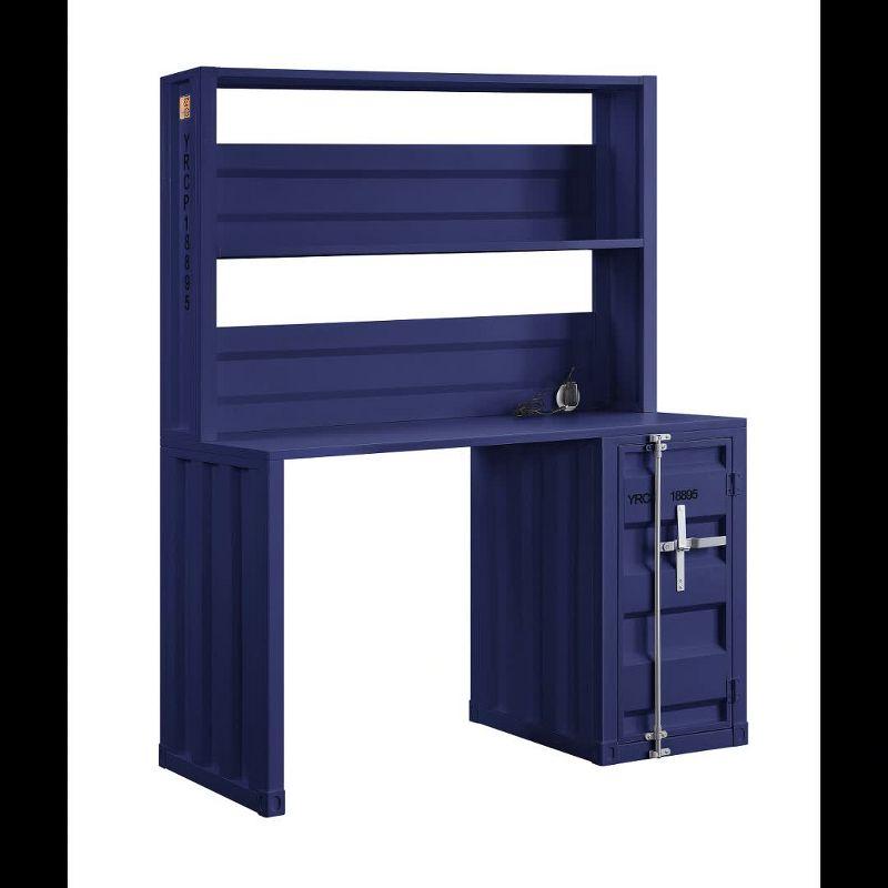 Acme Furniture Cargo 47" Desks Blue: Metal Frame, Hutch Storage, No Assembly, 31"W x 54"D