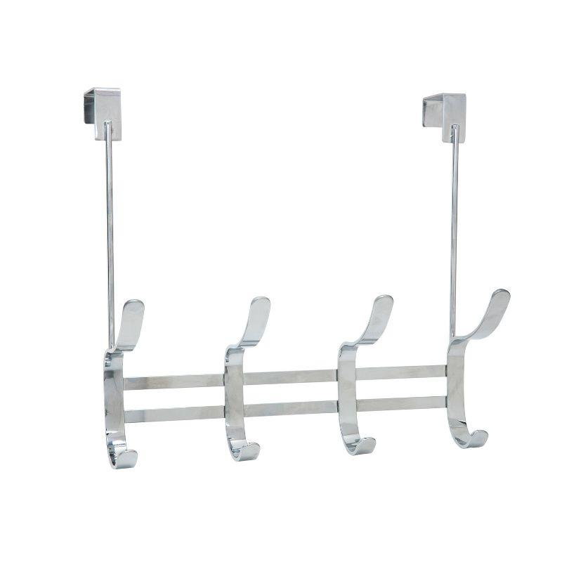 Over the Door Hook Rack Chrome - Simplify: Steel Construction, Spot Clean, Bath Canister Included