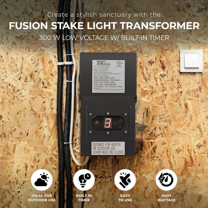 Fusion 300W Black Low Voltage Stake Light Transformer with Timer