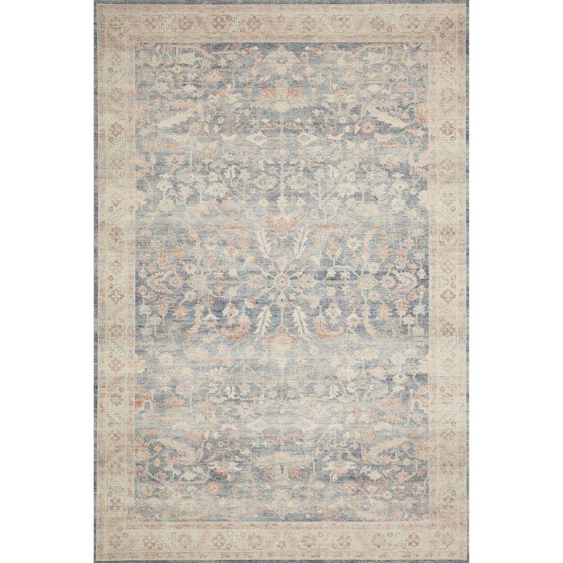 3'6"x5'6" Hathaway Rug Denim Blue - Loloi Rugs: Mid-Century Modern Medallion, Indoor Flat Pile, Polyester