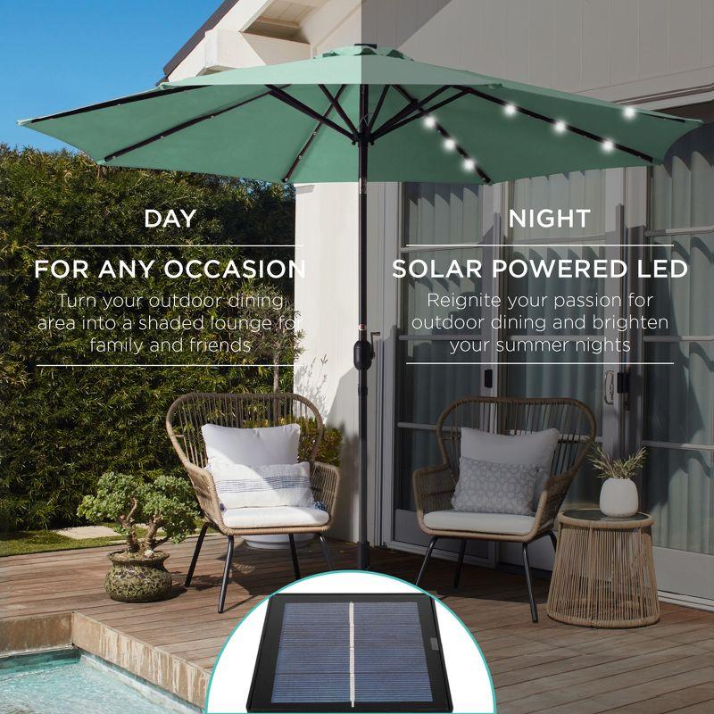 Best Choice Products 10ft Solar LED Lighted Patio Umbrella w/ Tilt Adjustment, UV-Resistant Fabric - Seaglass