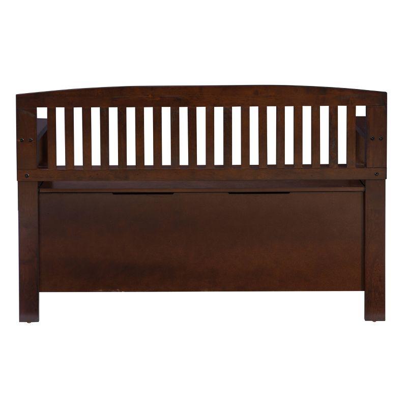 Cynthia Walnut Solid Wood Storage Bench with Slat Back