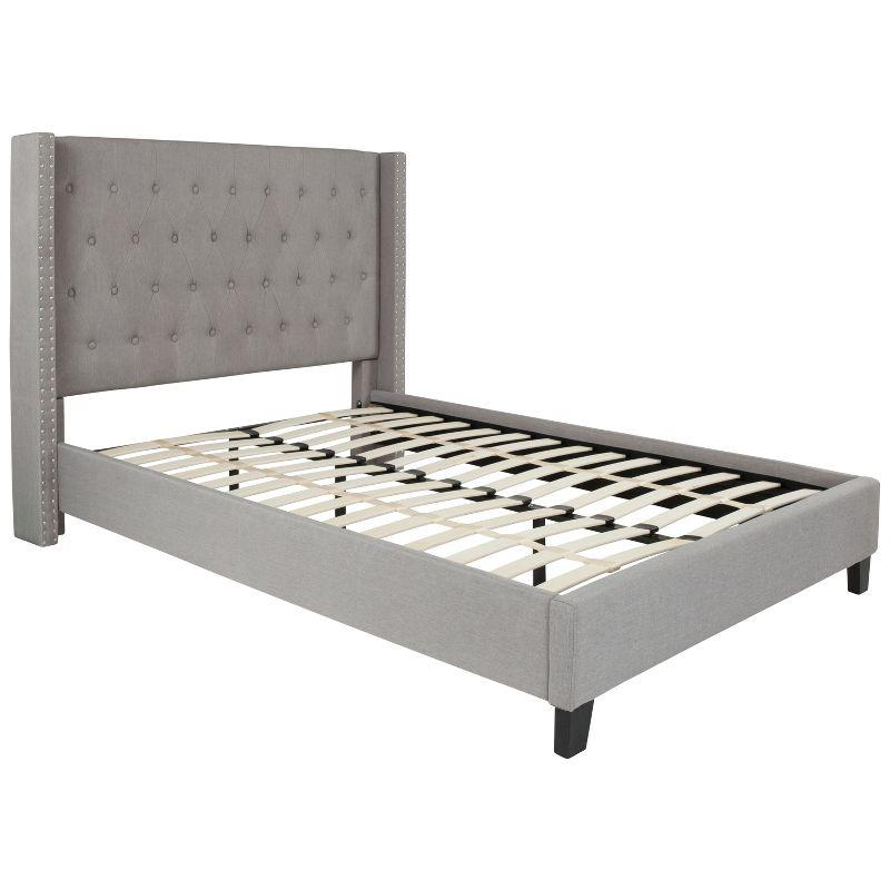 Flash Furniture Riverdale Tufted Upholstered Platform Bed with Accent Nail Trimmed Extended Sides