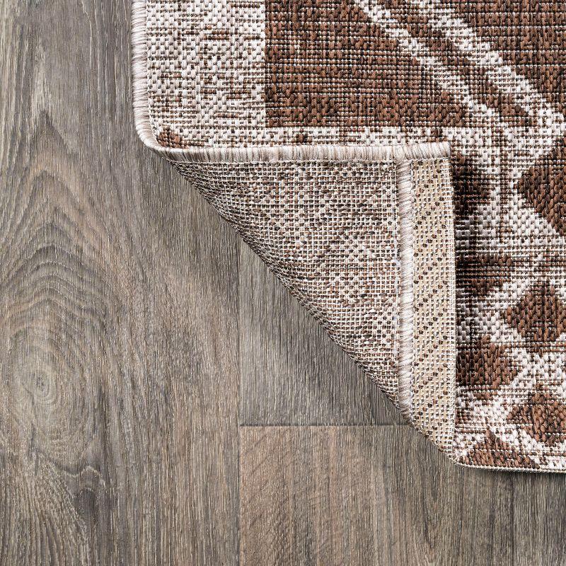 2'x10' Marokko Diamond Medallion Indoor/Outdoor Runner Rug, Brown/Beige - JONATHAN Y