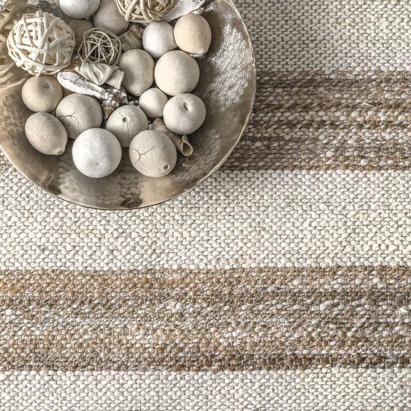 Maui Handmade Natural Jute & Cotton 5' x 8' Striped Area Rug