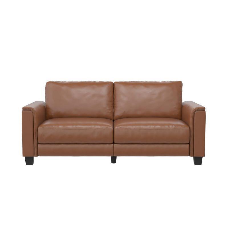 DHP Colton 3-Seater Upholstered Sofa, Camel Faux Leather