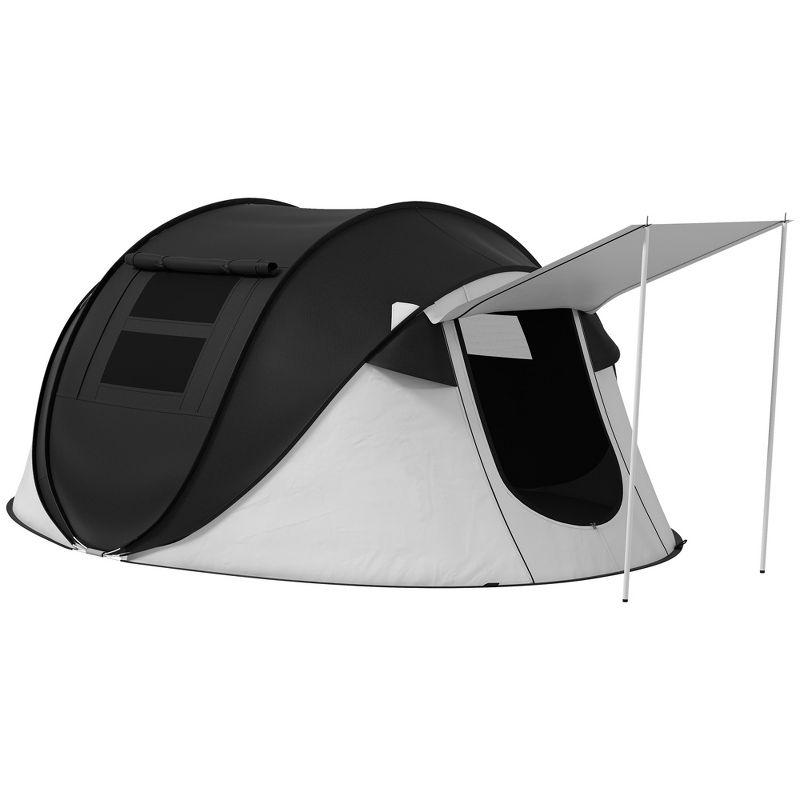 Black Three-Person Dome Camping Tent with Vestibule and Carry Bag