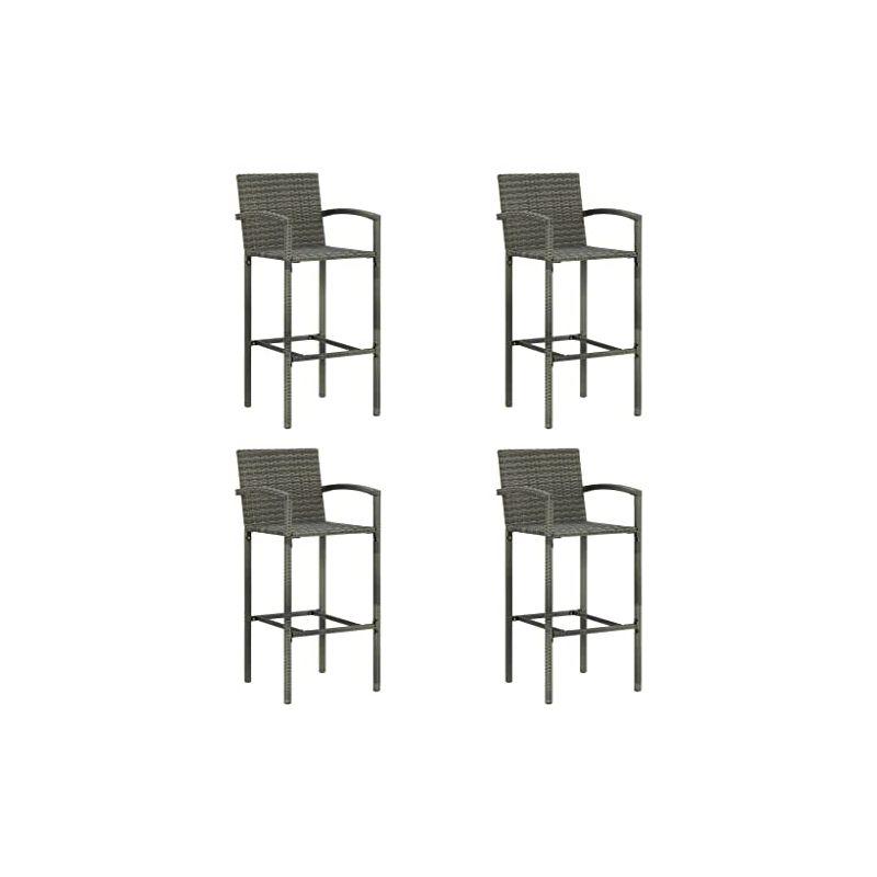 vidaXL Bar Stool Set of 4 Grey PE rattan, powder-coated steel Medium