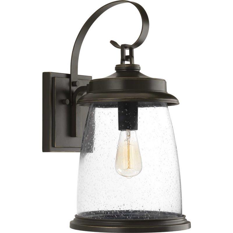 Progress Lighting Conover 1-Light Outdoor Wall Lantern in Antique Bronze with Clear Seeded Glass Shade