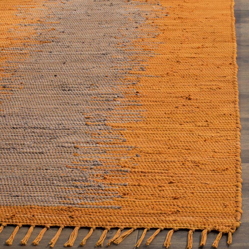 Handwoven Coastal Charm Orange Wool-Cotton 6' Square Rug