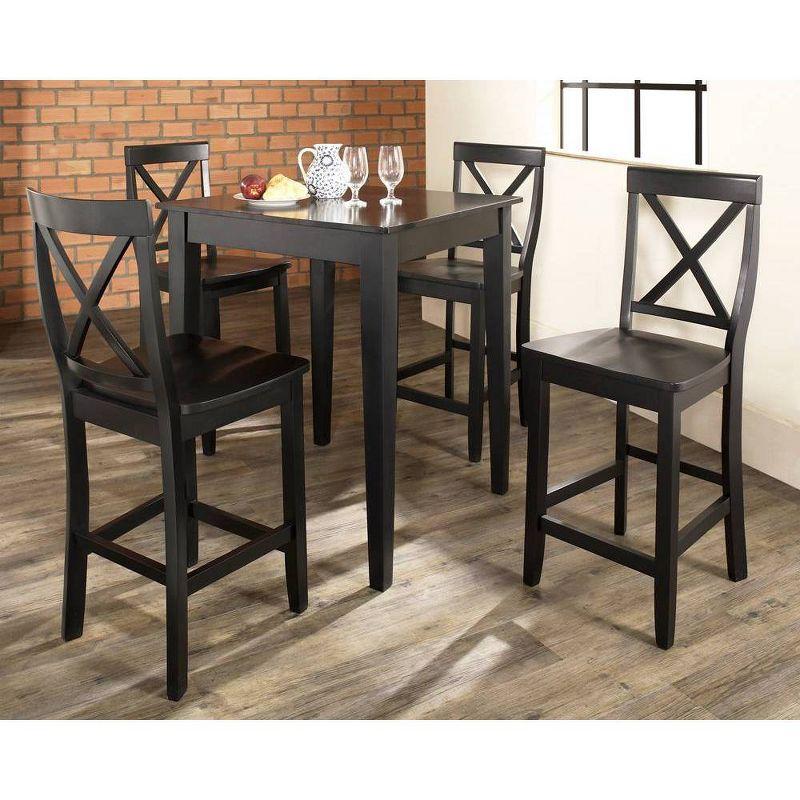 Black 5-Piece Pub Dining Set with X-Back Stools