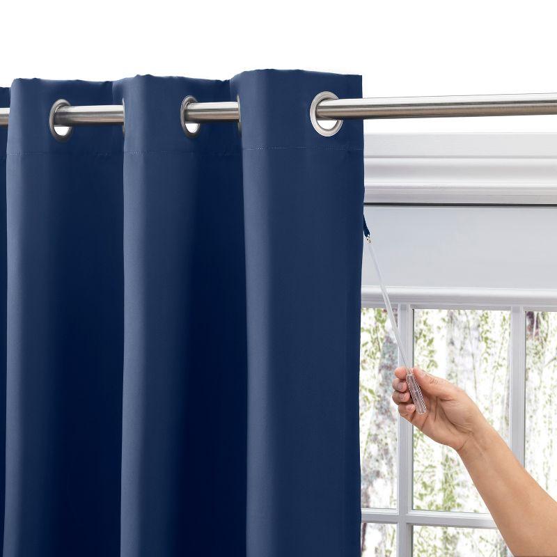 Blue Blackout Grommet Polyester Kids Curtain Panel