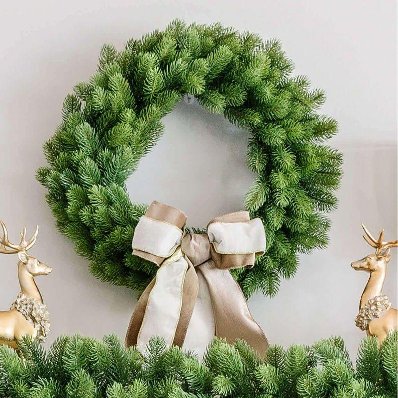 King Of Christmas 24" Artificial Christmas Wreath Unlit, Royal Fir Xmas Wreaths for Front Door, Window, or Fireplace