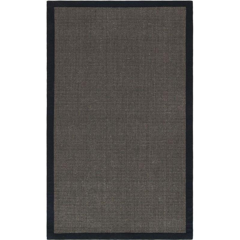 Charcoal and Black Hand-Knotted Wool Area Rug, 3' x 5'