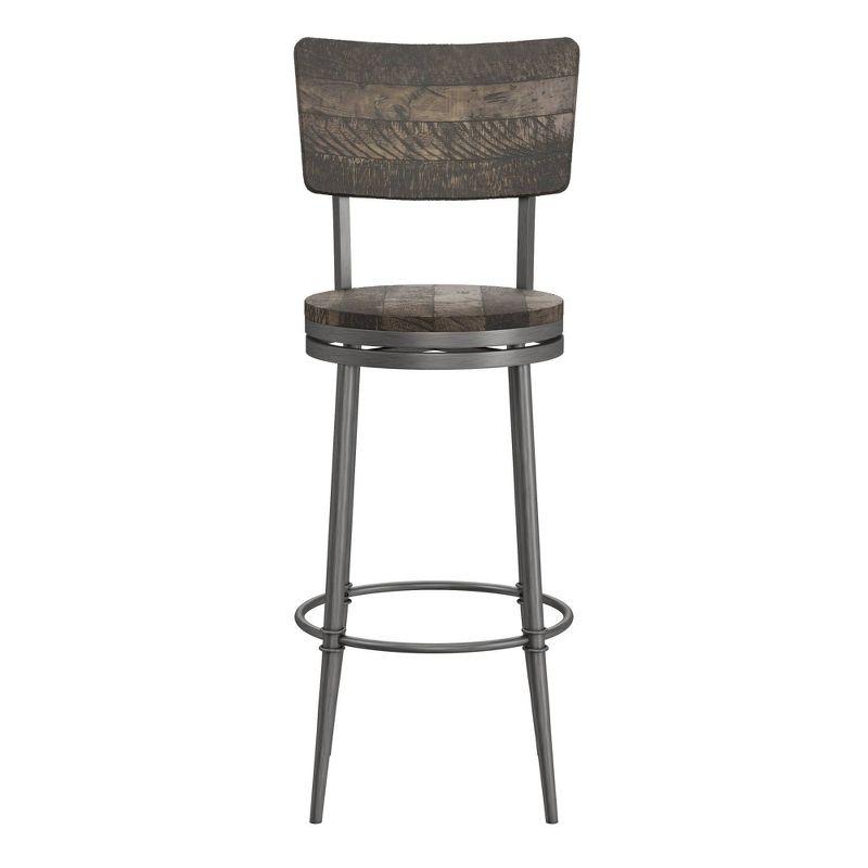 Rustic Farmhouse 26'' Gray Wood and Metal Swivel Barstool