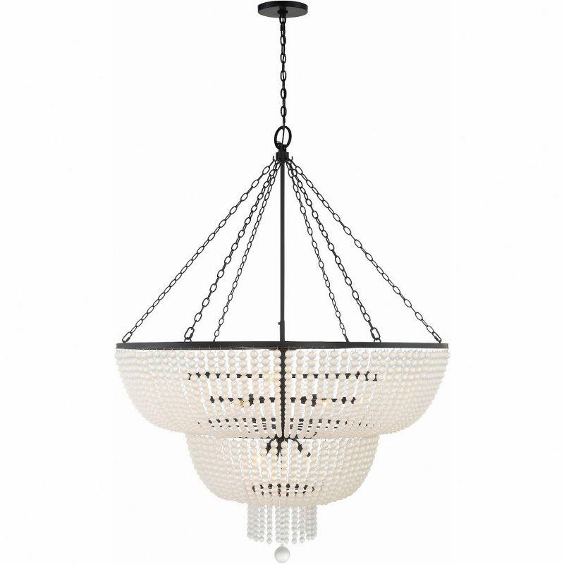 Rylee Matte Black 15-Light Chandelier with Frosted Glass Beads