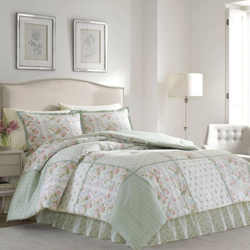 Laura Ashley Harper Green Cotton Comforter Set & Reviews | Wayfair