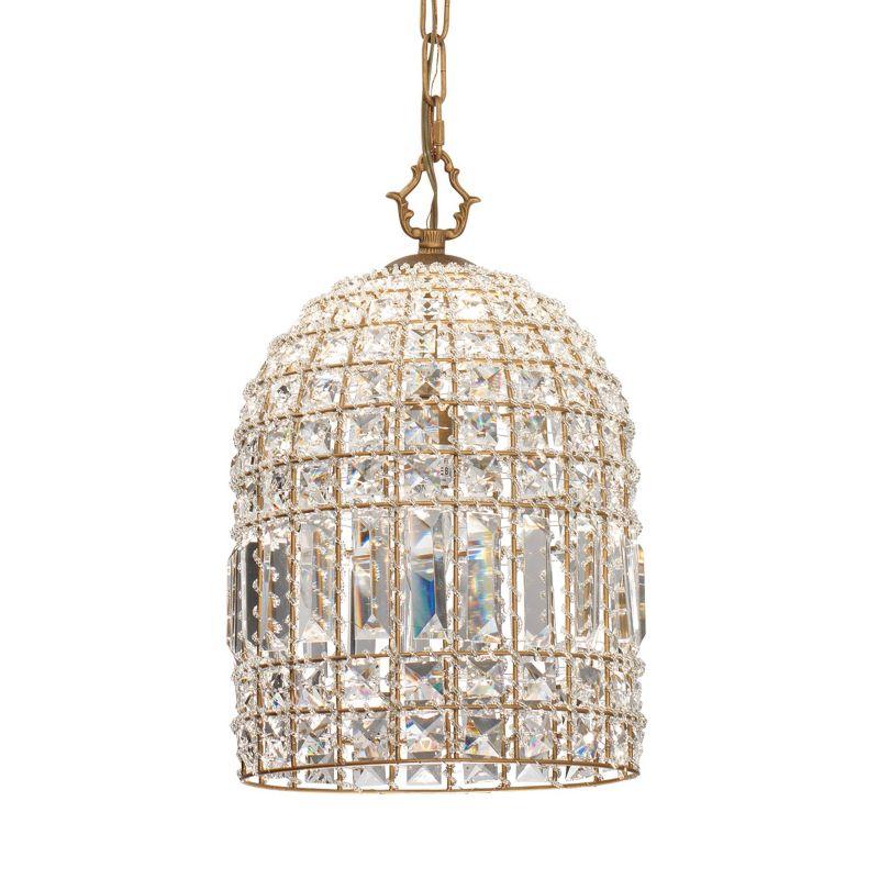 Versailles-Inspired Gold Crystal Pendant Chandelier, 15" Height