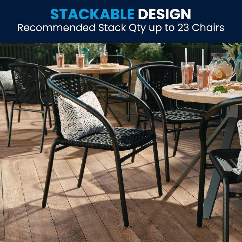 Flash Furniture Lila 2 Pack Rattan Indoor-Outdoor Restaurant Stack Chair