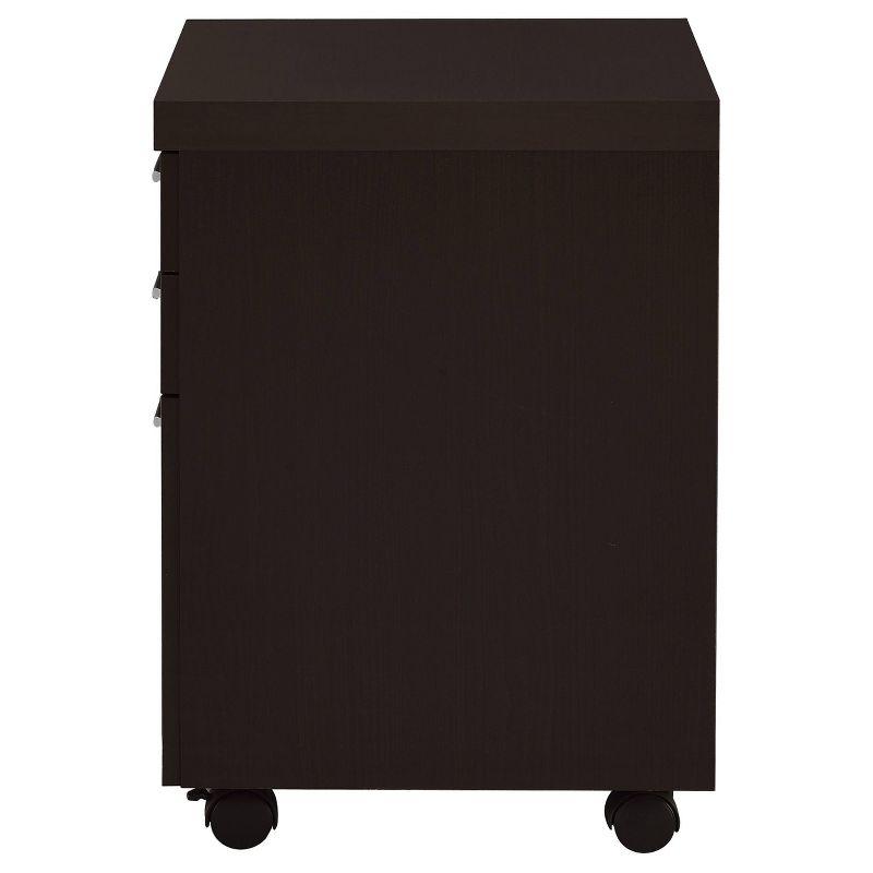 Skylar Black 3-Drawer Mobile File Cabinet with Silver Handles