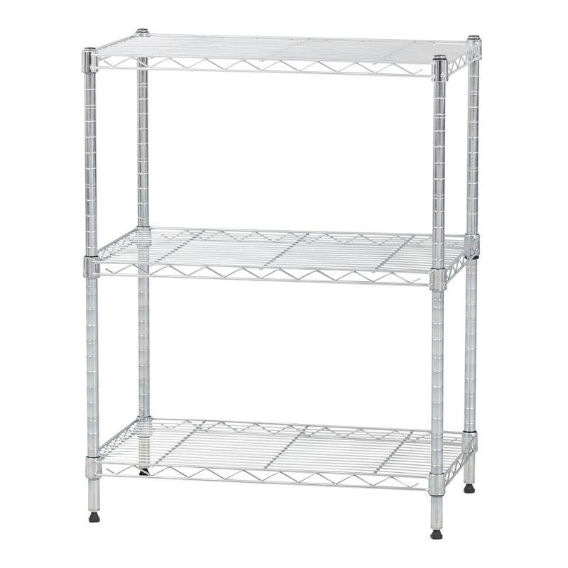 IRIS 3 Tier Metal Wire Shelving Unit Silver: Adjustable Storage Rack with Open Shelves, 200 lb Capacity, 24"x14"x30"