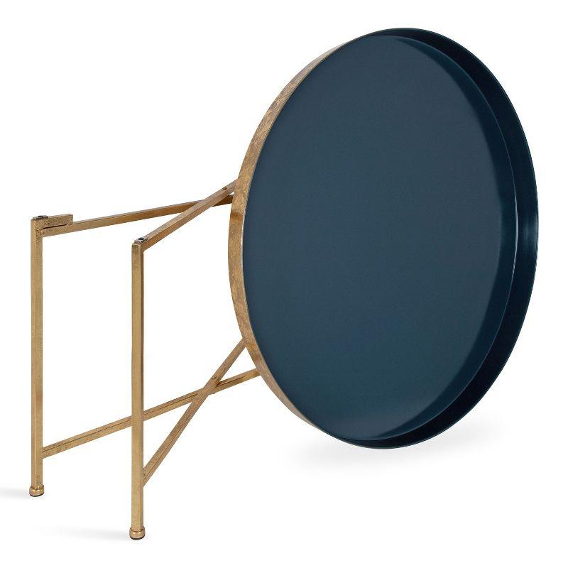 Kate and Laurel Celia Round Metal Coffee Table, 28.25x28.25x19, Navy Blue and Gold