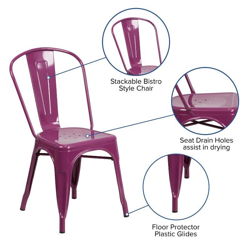 Purple Metal Indoor-Outdoor Stackable Side Chair