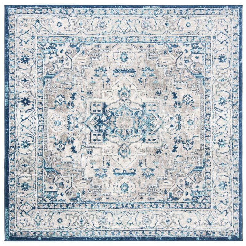 Brentwood BNT851 Power Loomed Indoor Area Rug - Light Grey/Blue - 5'x5' - Safavieh