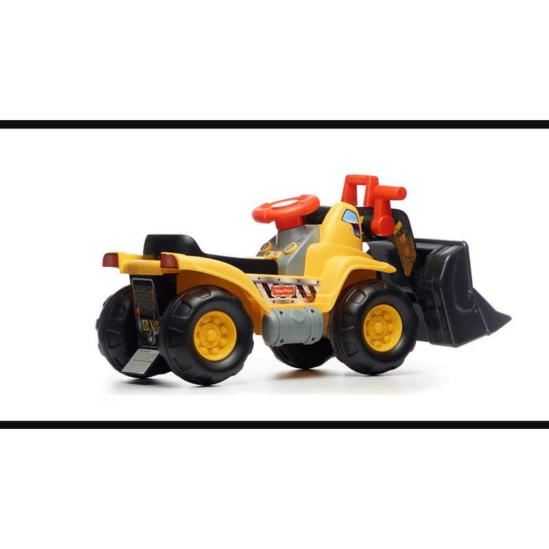 Yellow and Black Plastic Construction Ride-On with Working Bucket