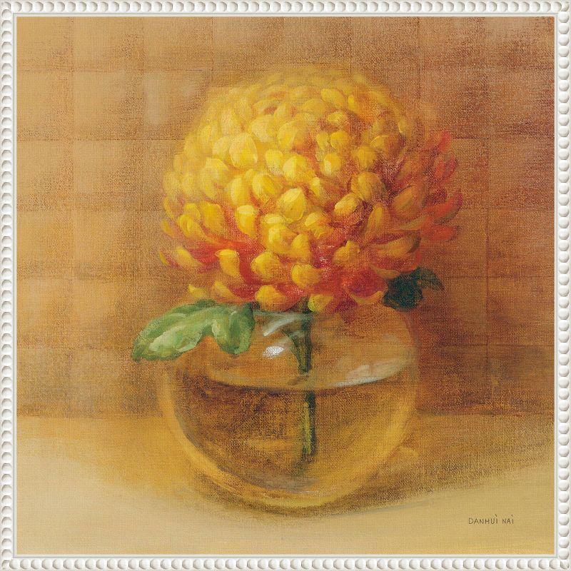 Amanti Art 22"x22" Chrysanthemum in Glass by Danhui Nai Framed Canvas Wall Art Print