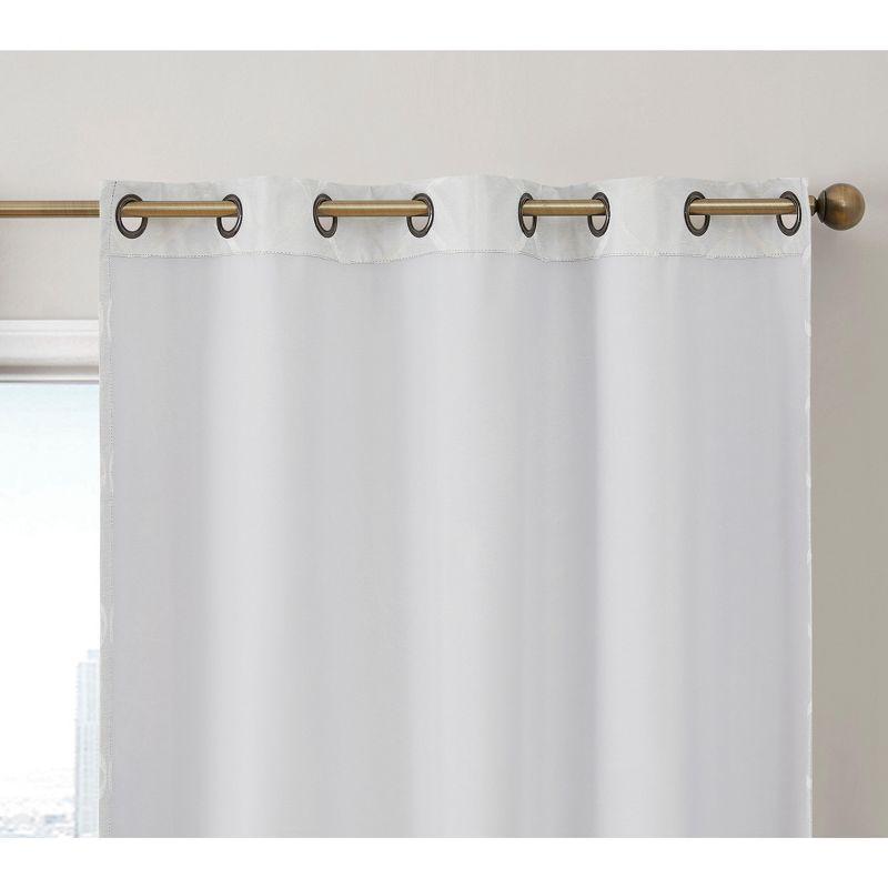 HLC.ME Versailles Lattice Flocked 100% Complete Blackout Thermal Insulated Window Curtain Grommet Panels, Set of 2 - Ivory, 50 W x 84 L