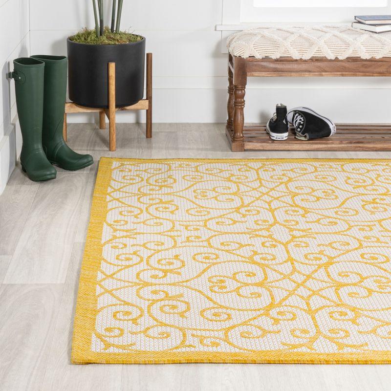3' x 5' Madrid Vintage Filigree Textured Weave Indoor/Outdoor Area Rug, Cream/Yellow - JONATHAN Y