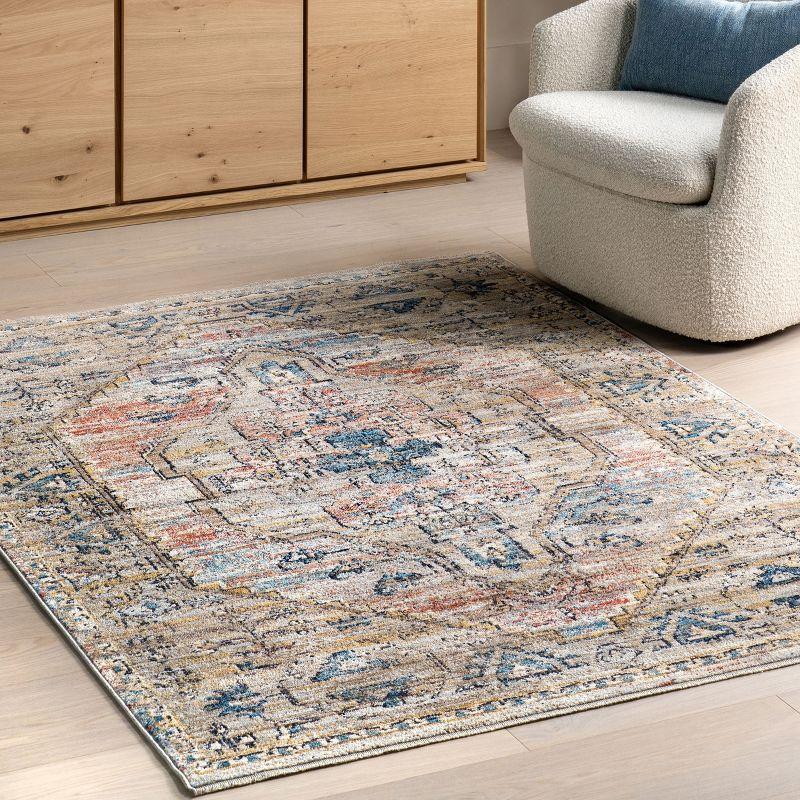 Nuloom Marley Medallion 2x6 Runner Indoor Area Rug for Living Room Bedroom Dining Room Entryway Hallway Kitchen, Blue/Beige