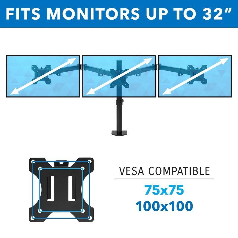 Mount-It! Full Motion Triple Monitor Desk Mount | 24" to 32" Monitors