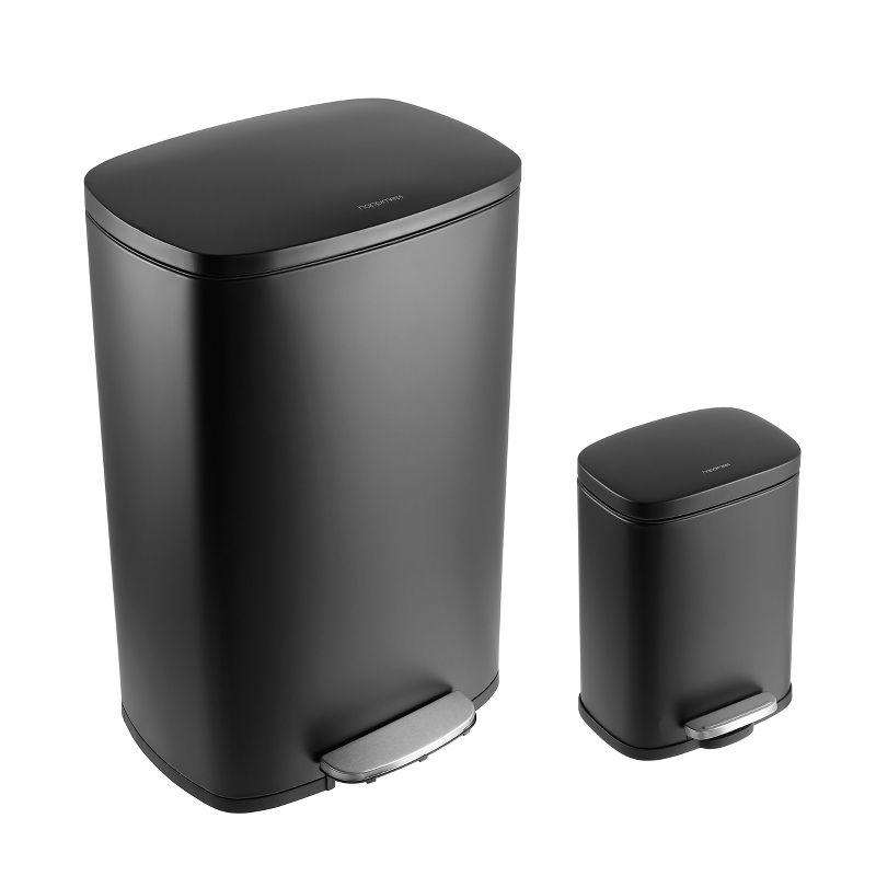 happimess Connor Rectangular 13-Gallon Trash Can with Soft-Close Lid and FREE Mini Trash Can