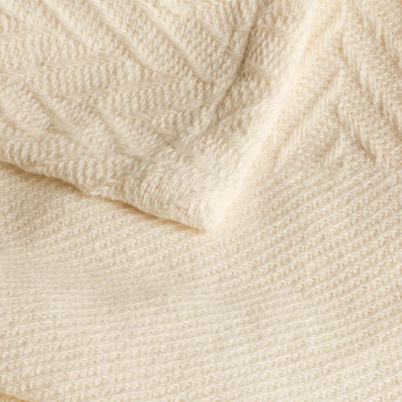 Bed Blanket | Soft 100% Cotton | Herringbone Design | All-Season Thermal Layering by California Design Den - Ivory, King (106" x 94")