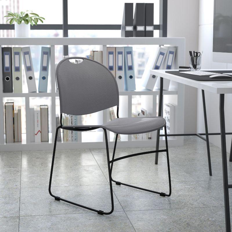 ErgoFlex Gray Plastic and Black Metal Stackable Side Chair