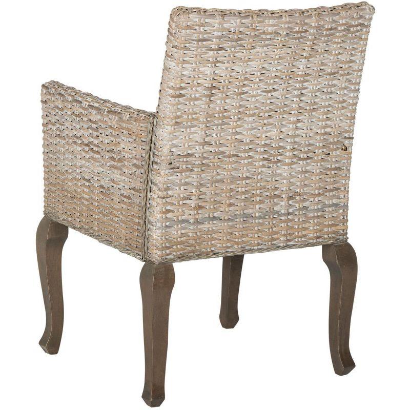 Transitional White Washed Rattan & Cane 23'' Arm Chair