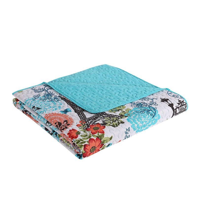 Eiffel Traditional Microfiber / Polyester Standard Floral Quilt Set