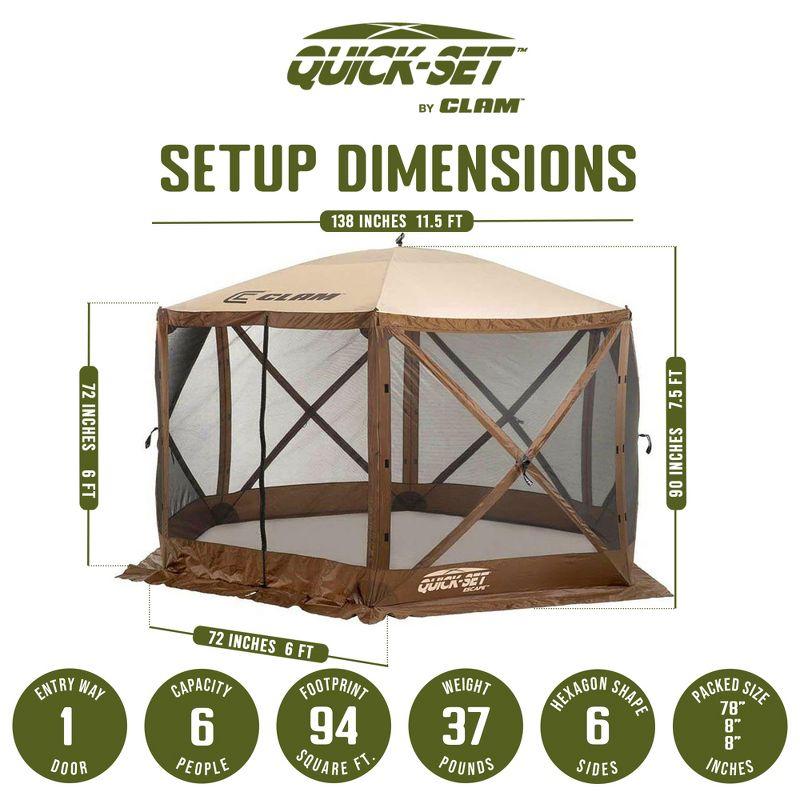 CLAM Quick-Set Pavilion Portable Pop-Up Outdoor Camping Gazebo Screen Tent Sided Canopy Shelter with Ground Stakes & Carry Bag