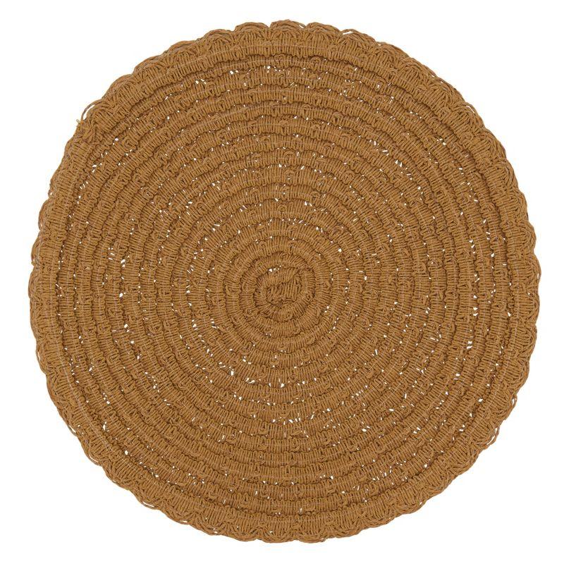 Rustic Brown Paper Woven Round Placemats, Set of 4