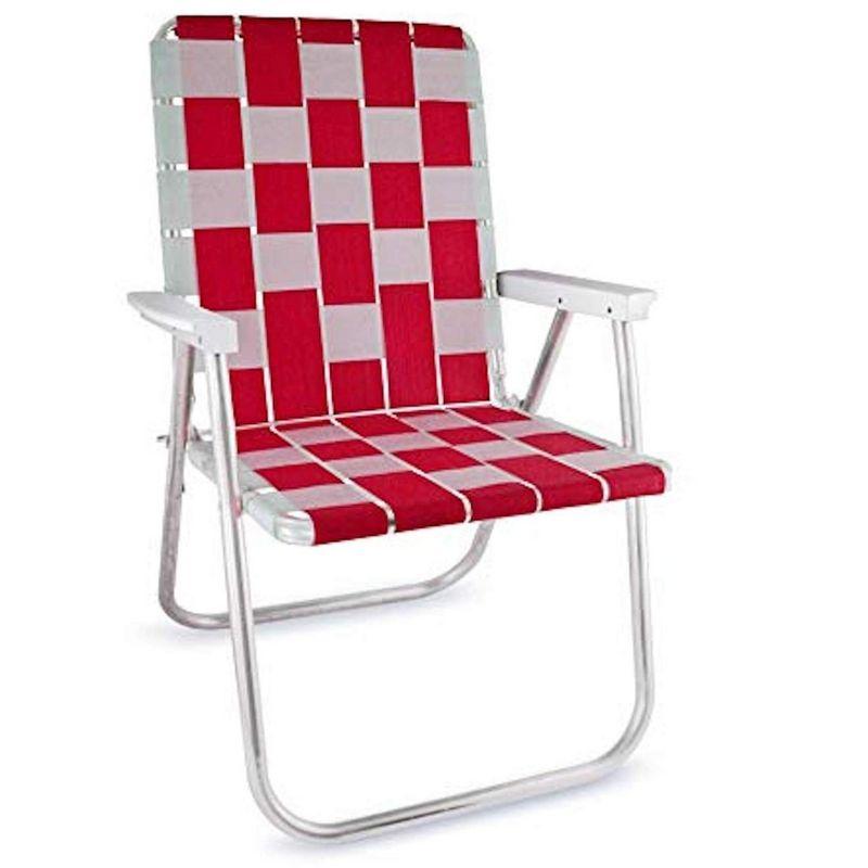 Classic Red and White Aluminum Webbed Camping Chair