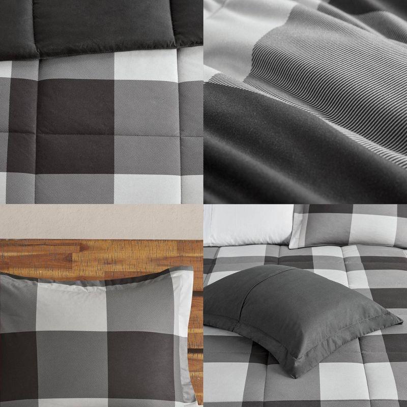 Woolrich 3pc Twin Hudson Valley Down Alternative Buffalo Check Comforter Set Gray/Black: Hypoallergenic, Velour, OEKO-TEX Certified