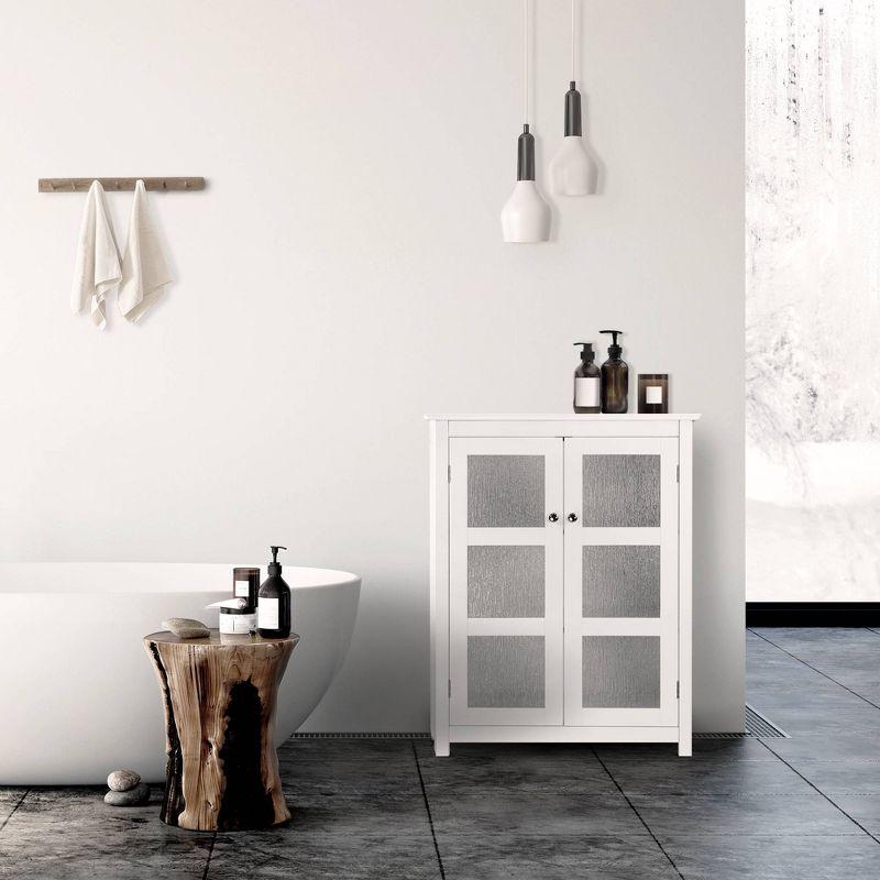 Connor Floor Cabinet White - Elegant Home Fashions: Wood Composite, 3 Shelves, 2 Doors, Anti-Tip Hardware