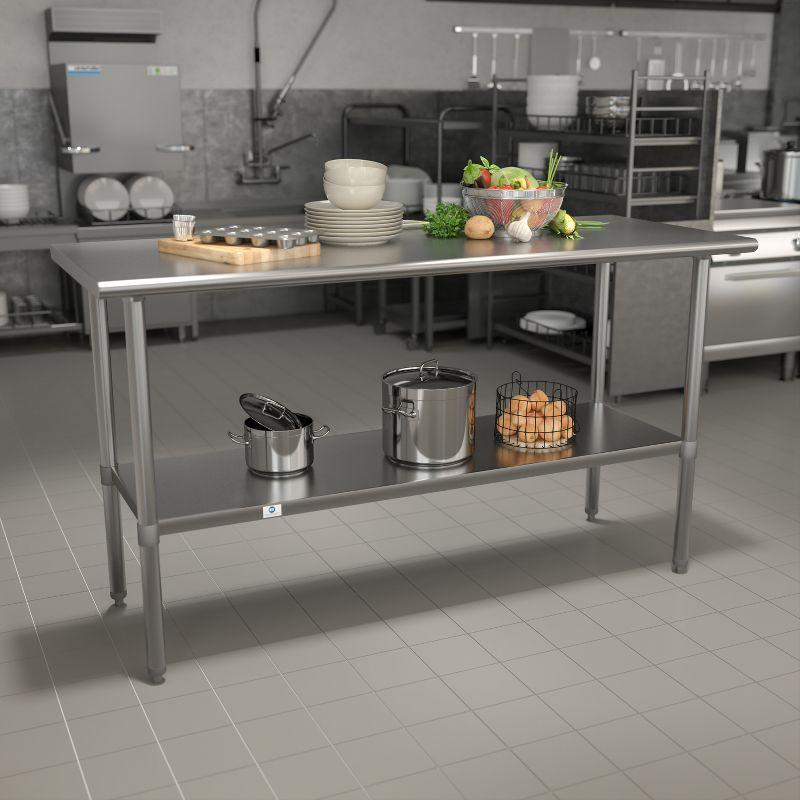 Flash Furniture Woodford NSF Certified Stainless Steel Prep and Work Table with Undershelf
