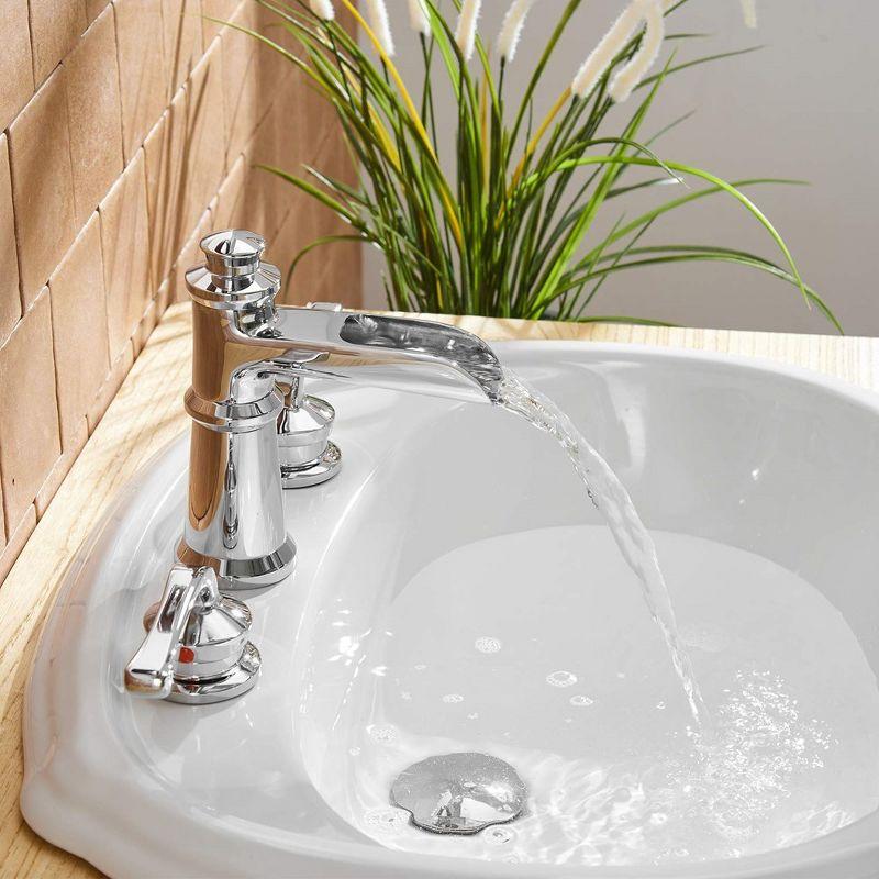 BWE 8 in. Waterfall Widespread 2-Handle Bathroom Faucet With Drain Assembly