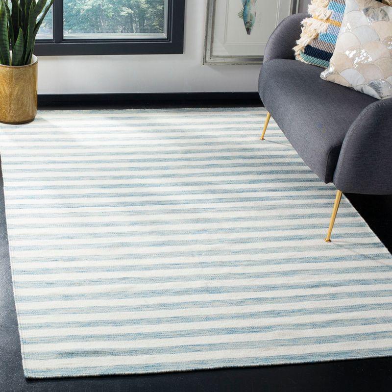 Dhurries DHU575 Hand Woven Area Rug - Aqua/Ivory - 3'x5' - Safavieh.