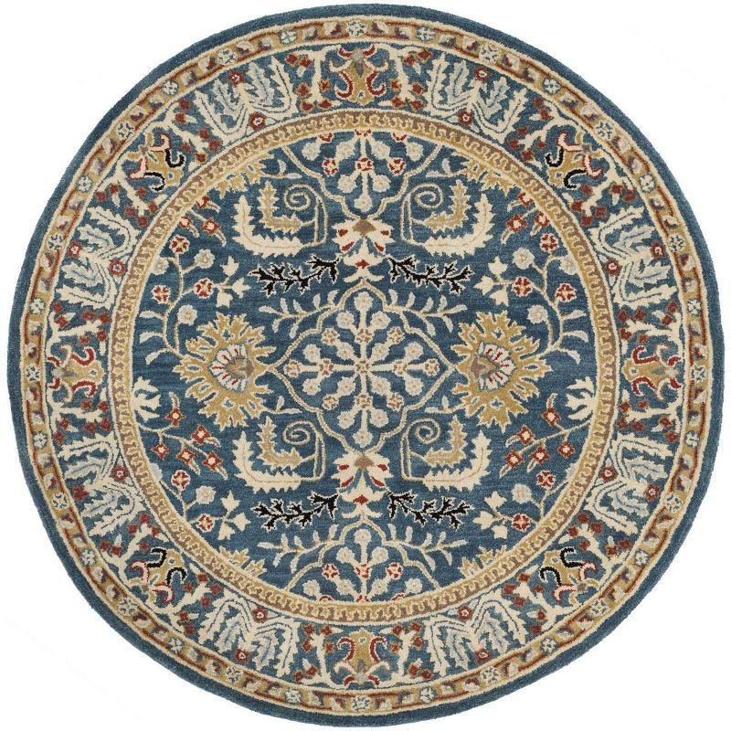 Antiquity AT64 Hand Tufted Area Rug - Dark Blue/Multi - 6' Round - Safavieh.