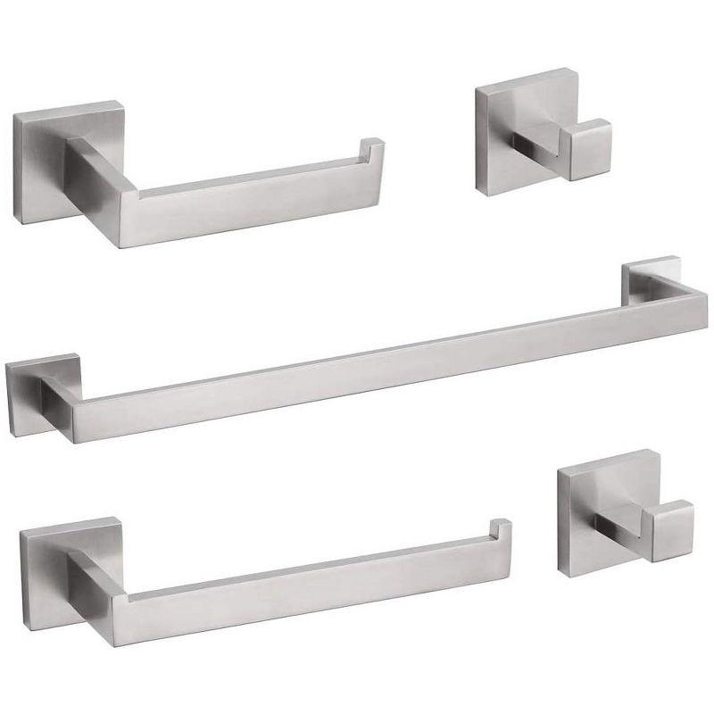 Brushed Nickel 5-Piece Bathroom Hardware Set with Towel Bar