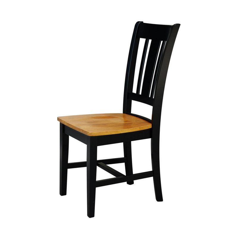 Elegant Slat-Back Side Chair Set in Black and Cherry Wood